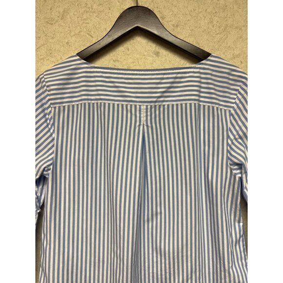 Vineyard Vines Blue White Stripe Blouse Bell Sleeve Women's Small 100% Cotton - Picture 6 of 9